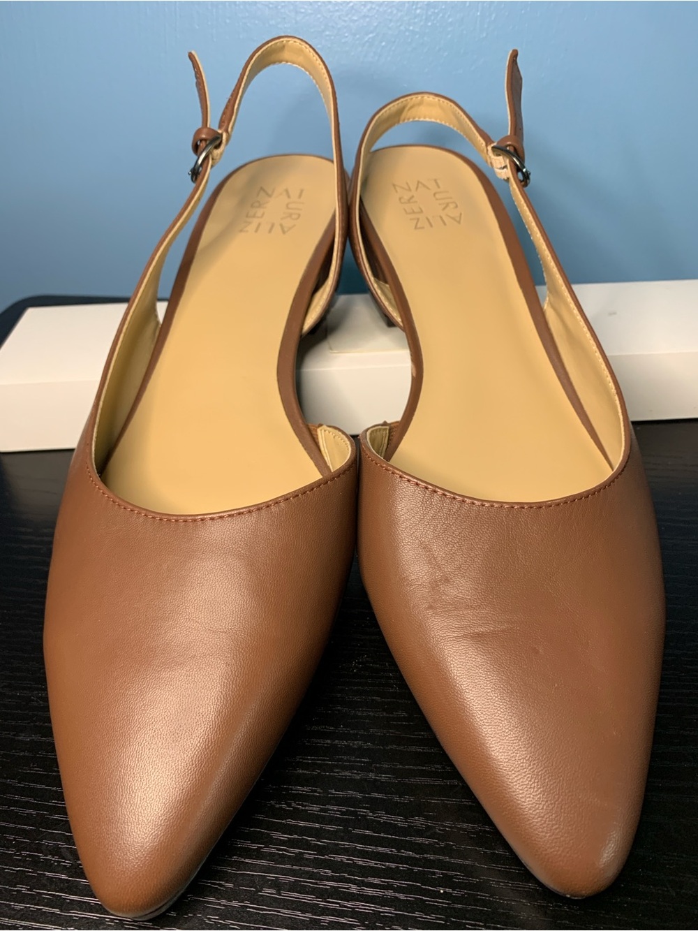 Naturalizer Brown Pointed-Toe Slingback Flats